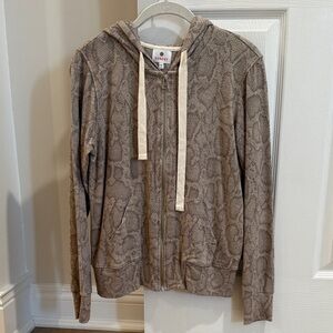 Sundry Tan Snake Print Zip Hoodie
